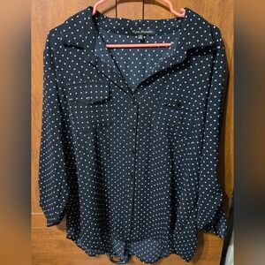 Ryan Michelle Button Down Shirt with Notched Collar and Long Sleeves
